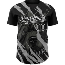 Load image into Gallery viewer, Custom Black White 3D Pattern Design Animal Pitbull Dog Authentic Baseball Jersey