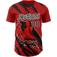 Load image into Gallery viewer, Custom Red Black-White 3D Pattern Design Animal Cardinal Bird Authentic Baseball Jersey
