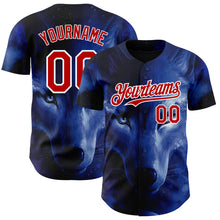 Load image into Gallery viewer, Custom Black Red-White 3D Pattern Design Animal Wolf Authentic Baseball Jersey
