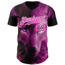 Load image into Gallery viewer, Custom Pink White 3D Pattern Design Animal Wolf Authentic Baseball Jersey