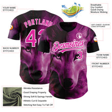 Load image into Gallery viewer, Custom Pink White 3D Pattern Design Animal Wolf Authentic Baseball Jersey