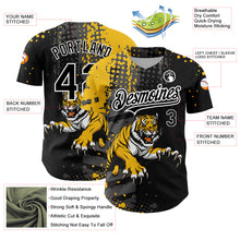 Load image into Gallery viewer, Custom Black Yellow-White 3D Pattern Design Animal Tiger Authentic Baseball Jersey