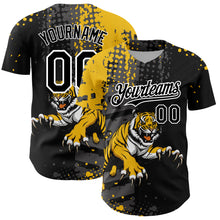 Load image into Gallery viewer, Custom Black Yellow-White 3D Pattern Design Animal Tiger Authentic Baseball Jersey