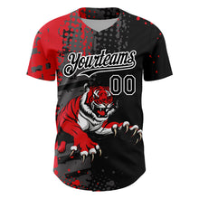 Load image into Gallery viewer, Custom Black Red-White 3D Pattern Design Animal Tiger Authentic Baseball Jersey