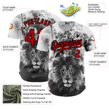 Load image into Gallery viewer, Custom White Red-Black 3D Pattern Design Animal Lion Authentic Baseball Jersey