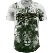 Load image into Gallery viewer, Custom White Olive-Black 3D Pattern Design Animal Lion Authentic Baseball Jersey