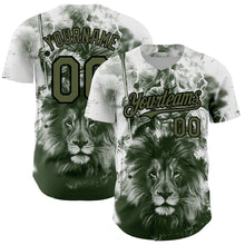 Load image into Gallery viewer, Custom White Olive-Black 3D Pattern Design Animal Lion Authentic Baseball Jersey