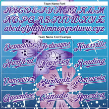 Load image into Gallery viewer, Custom Light Blue Purple-White 3D Pattern Design Animal Butterfly And Flower Authentic Baseball Jersey