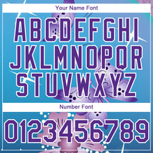 Load image into Gallery viewer, Custom Light Blue Purple-White 3D Pattern Design Animal Butterfly And Flower Authentic Baseball Jersey