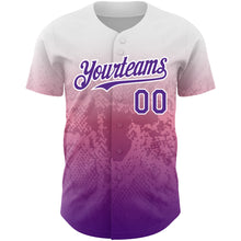 Load image into Gallery viewer, Custom White Purple-Pink 3D Pattern Design Gradient Style Animal Snake Authentic Baseball Jersey