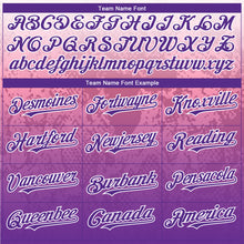 Load image into Gallery viewer, Custom White Purple-Pink 3D Pattern Design Gradient Style Animal Snake Authentic Baseball Jersey