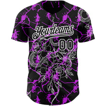 Load image into Gallery viewer, Custom Black Purple-White 3D Pattern Design Animal Snake Authentic Baseball Jersey