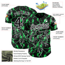 Load image into Gallery viewer, Custom Black Neon Green-White 3D Pattern Design Animal Snake Authentic Baseball Jersey