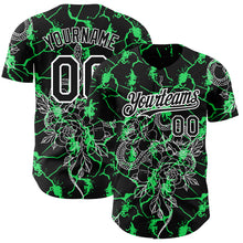Load image into Gallery viewer, Custom Black Neon Green-White 3D Pattern Design Animal Snake Authentic Baseball Jersey