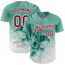 Load image into Gallery viewer, Custom Teal Crimson-White 3D Pattern Design Animal Eagle Authentic Baseball Jersey