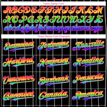 Load image into Gallery viewer, Custom Black White Pinstripe Rainbow-Pink 3D Authentic Baseball Jersey