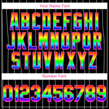 Load image into Gallery viewer, Custom Black White Pinstripe Rainbow-Pink 3D Authentic Baseball Jersey