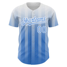 Load image into Gallery viewer, Custom White Light Blue 3D Pattern Design Stripes Authentic Baseball Jersey