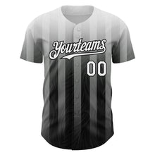 Load image into Gallery viewer, Custom Gray White-Black 3D Pattern Design Stripes Authentic Baseball Jersey