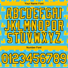Load image into Gallery viewer, Custom Sky Blue Yellow-Black 3D Pattern Design Duck Authentic Baseball Jersey
