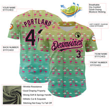 Load image into Gallery viewer, Custom Green Black-Pink 3D Pattern Design Tropical Hawaii Palm Trees And Flamingo Authentic Baseball Jersey
