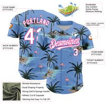 Load image into Gallery viewer, Custom Light Blue White-Pink 3D Pattern Design Tropical Hawaii Palm Trees Authentic Baseball Jersey