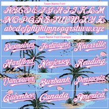 Load image into Gallery viewer, Custom Light Blue White-Pink 3D Pattern Design Tropical Hawaii Palm Trees Authentic Baseball Jersey