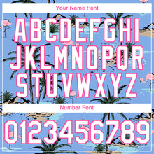 Load image into Gallery viewer, Custom Light Blue White-Pink 3D Pattern Design Tropical Hawaii Palm Trees Authentic Baseball Jersey
