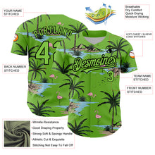 Load image into Gallery viewer, Custom Neon Green Black 3D Pattern Design Tropical Hawaii Palm Trees Authentic Baseball Jersey