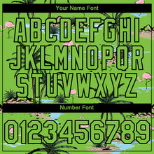 Load image into Gallery viewer, Custom Neon Green Black 3D Pattern Design Tropical Hawaii Palm Trees Authentic Baseball Jersey