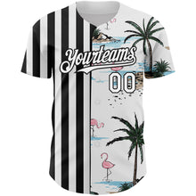 Load image into Gallery viewer, Custom White Black 3D Pattern Design Tropical Hawaii Palm Trees Authentic Baseball Jersey
