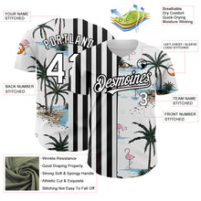Load image into Gallery viewer, Custom White Black 3D Pattern Design Tropical Hawaii Palm Trees Authentic Baseball Jersey