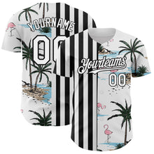 Load image into Gallery viewer, Custom White Black 3D Pattern Design Tropical Hawaii Palm Trees Authentic Baseball Jersey