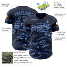 Load image into Gallery viewer, Custom Navy Light Blue 3D Pattern Design Mountain Authentic Baseball Jersey