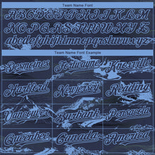 Load image into Gallery viewer, Custom Navy Light Blue 3D Pattern Design Mountain Authentic Baseball Jersey