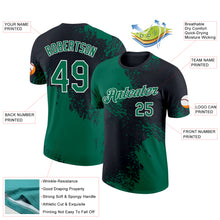 Load image into Gallery viewer, Custom Kelly Green Black-White 3D Pattern Design Abstract Brush Stroke Performance T-Shirt