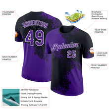 Load image into Gallery viewer, Custom Purple Black-White 3D Pattern Design Abstract Brush Stroke Performance T-Shirt