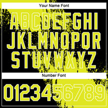 Load image into Gallery viewer, Custom Neon Yellow Black-White 3D Pattern Design Abstract Brush Stroke Performance T-Shirt