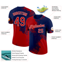 Load image into Gallery viewer, Custom Red Navy-White 3D Pattern Design Abstract Brush Stroke Performance T-Shirt