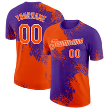 Load image into Gallery viewer, Custom Orange Purple-White 3D Pattern Design Abstract Brush Stroke Performance T-Shirt