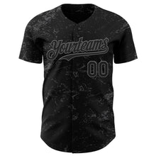 Load image into Gallery viewer, Custom Black Steel Gray 3D Pattern Design Abstract Splatter Texture Authentic Baseball Jersey