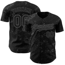 Load image into Gallery viewer, Custom Black Steel Gray 3D Pattern Design Abstract Splatter Texture Authentic Baseball Jersey