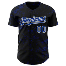 Load image into Gallery viewer, Custom Black Royal-White 3D Pattern Design Abstract Splatter Texture Authentic Baseball Jersey
