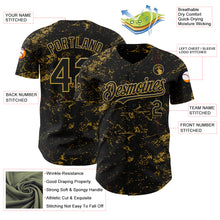 Load image into Gallery viewer, Custom Black Old Gold 3D Pattern Design Abstract Splatter Texture Authentic Baseball Jersey