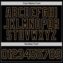 Load image into Gallery viewer, Custom Black Old Gold 3D Pattern Design Abstract Splatter Texture Authentic Baseball Jersey