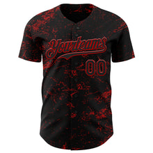 Load image into Gallery viewer, Custom Black Red 3D Pattern Design Abstract Splatter Texture Authentic Baseball Jersey