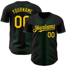 Load image into Gallery viewer, Custom Black Yellow-Kelly Green 3D Pattern Design Geometric Shapes Authentic Baseball Jersey