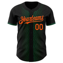 Load image into Gallery viewer, Custom Black Orange-Kelly Green 3D Pattern Design Geometric Shapes Authentic Baseball Jersey