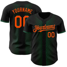 Load image into Gallery viewer, Custom Black Orange-Kelly Green 3D Pattern Design Geometric Shapes Authentic Baseball Jersey