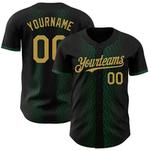 Load image into Gallery viewer, Custom Black Old Gold-Kelly Green 3D Pattern Design Geometric Shapes Authentic Baseball Jersey